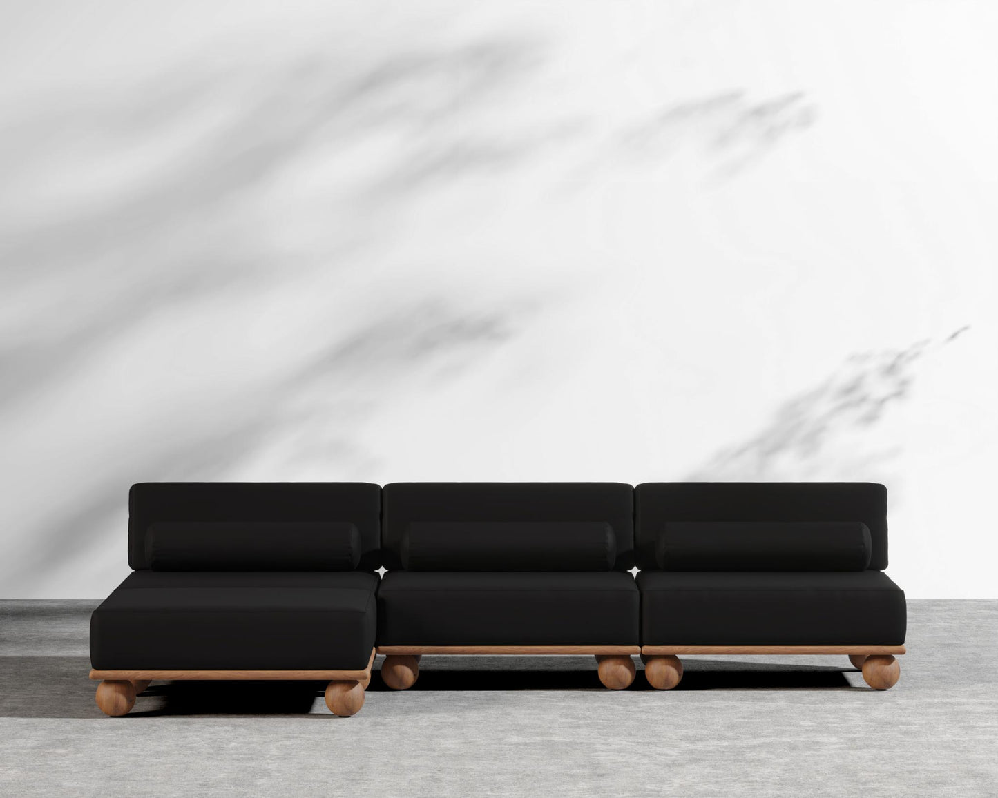 Bali Outdoor Sectional - Walnut Acacia, Outdoor Fabric - Arcadia