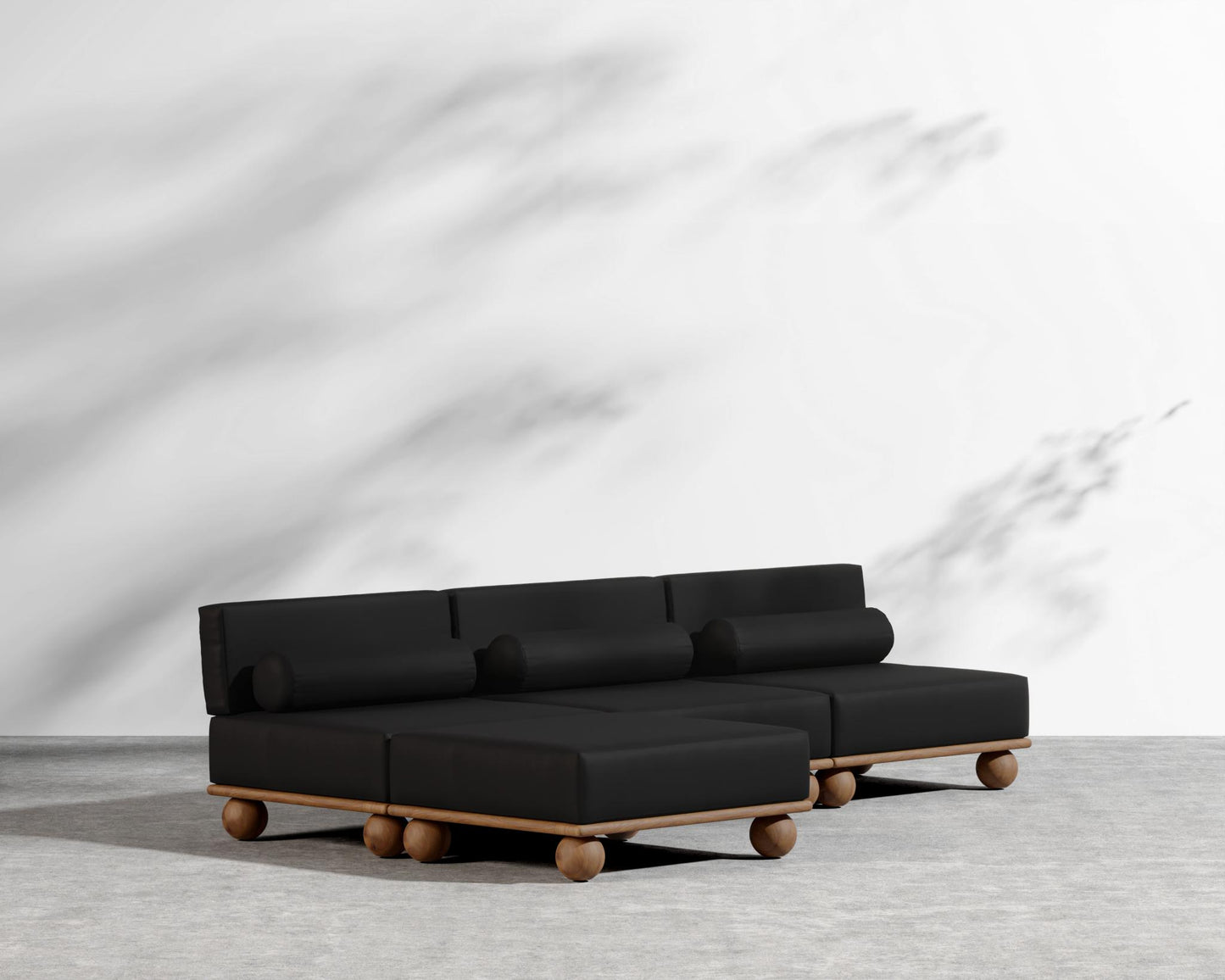 Bali Outdoor Sectional - Walnut Acacia, Outdoor Fabric - Arcadia