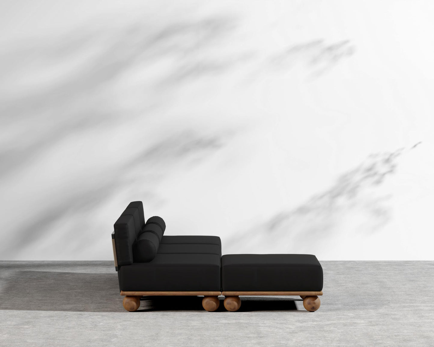 Bali Outdoor Sectional - Walnut Acacia, Outdoor Fabric - Arcadia