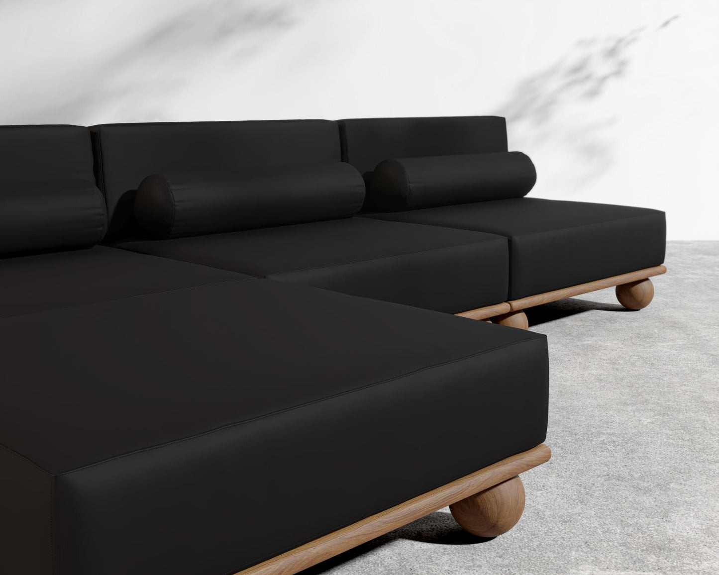 Bali Outdoor Sectional - Walnut Acacia, Outdoor Fabric - Arcadia