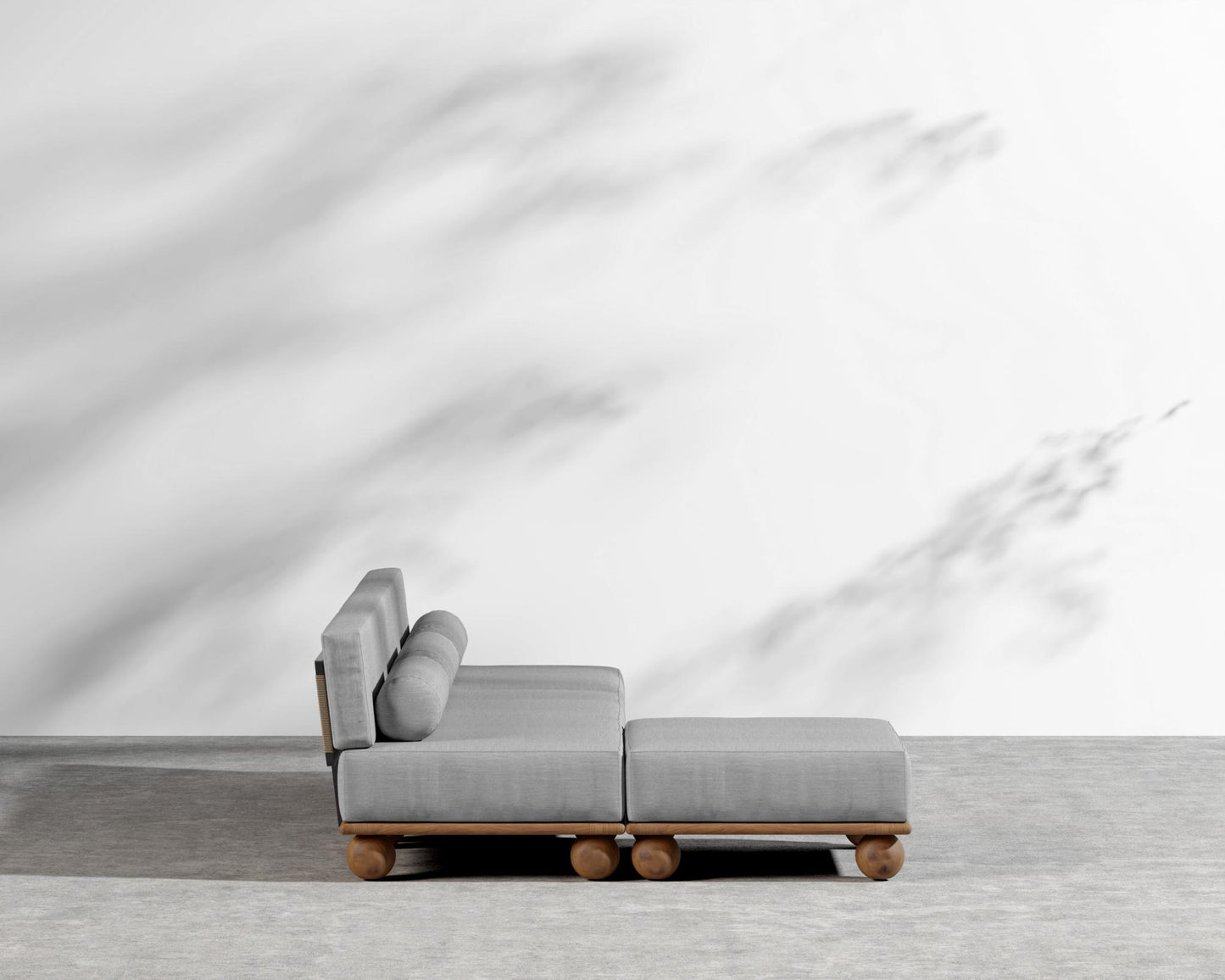 Bali Outdoor Sectional - Walnut Acacia, Outdoor Fabric - Encino