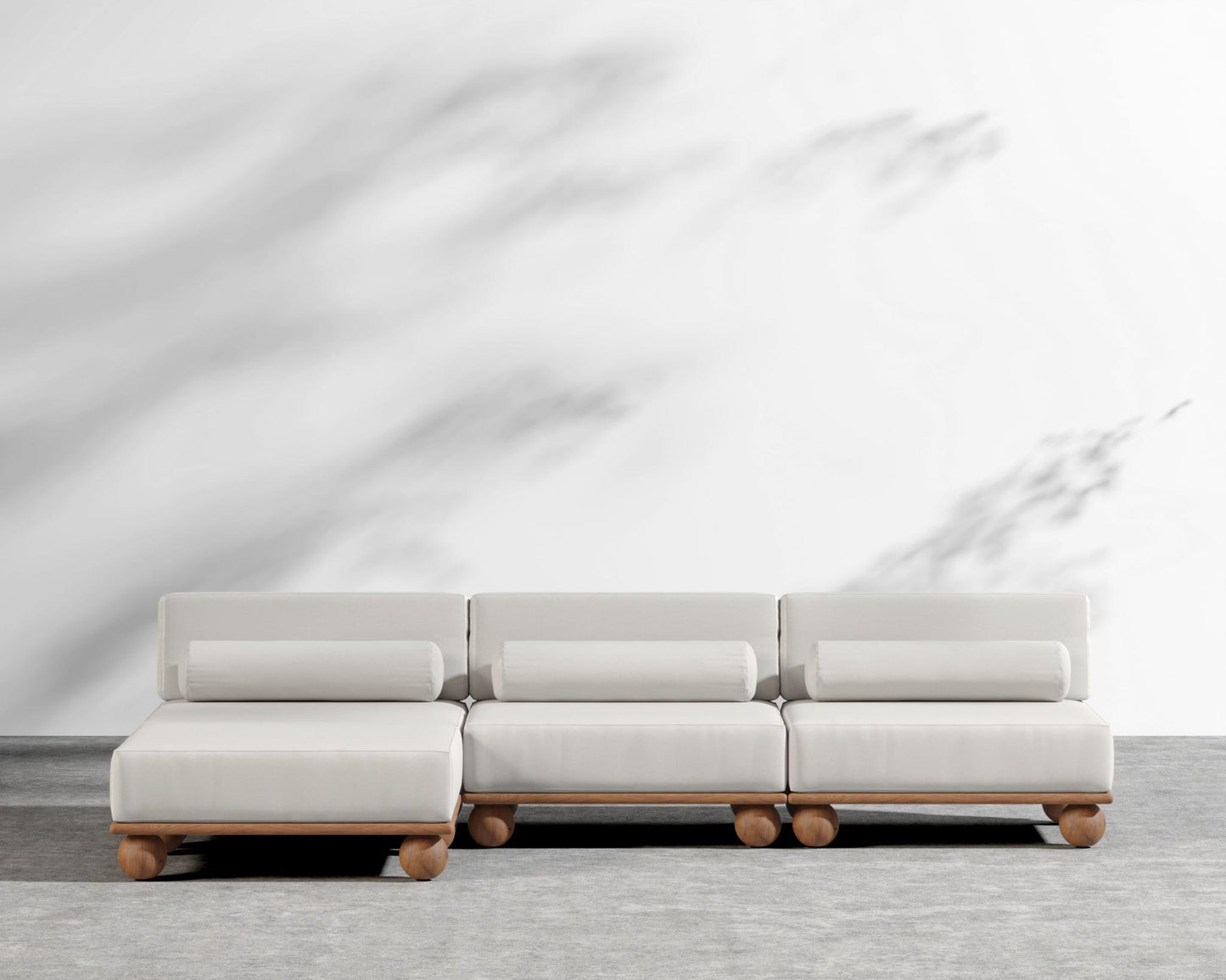 Bali Outdoor Sectional - Walnut Acacia, Outdoor Fabric - Palisades