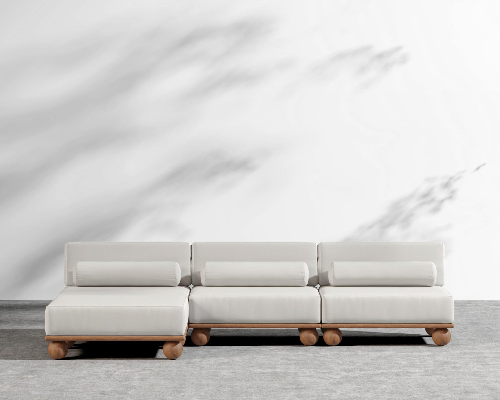 Bali Outdoor Sectional - Walnut Acacia, Outdoor Fabric - Palisades