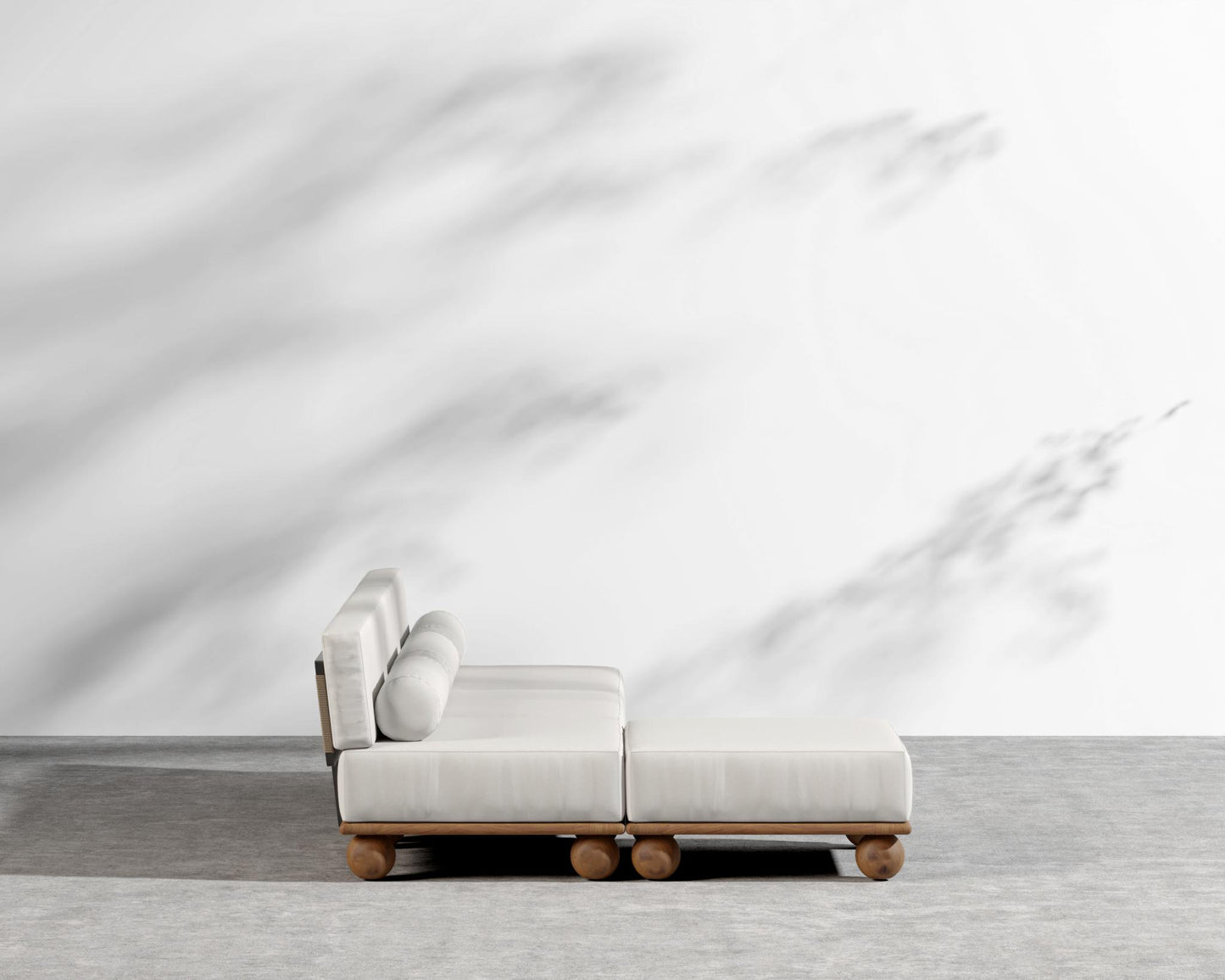 Bali Outdoor Sectional - Walnut Acacia, Outdoor Fabric - Palisades