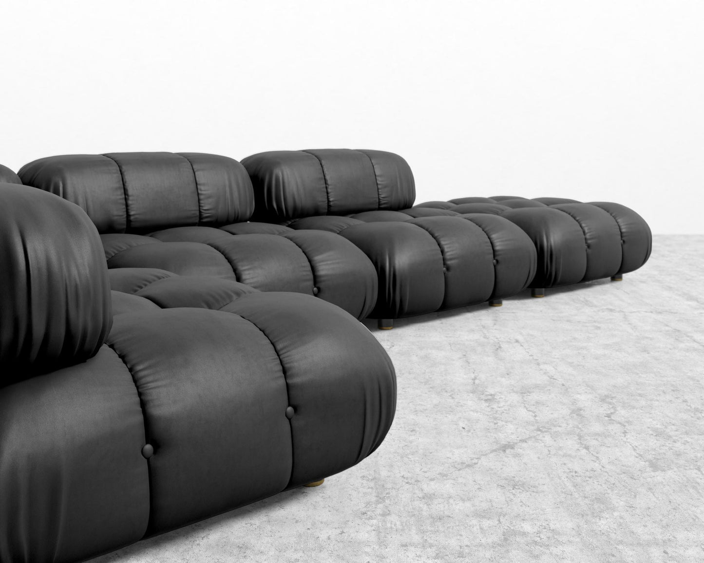 Belia Modular Sectional - Microfiber Leather - Trento Jet Black