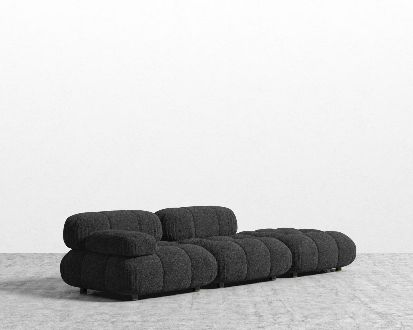 Belia Open End Sofa - Open Left, Chatou Bouclé - Caviar