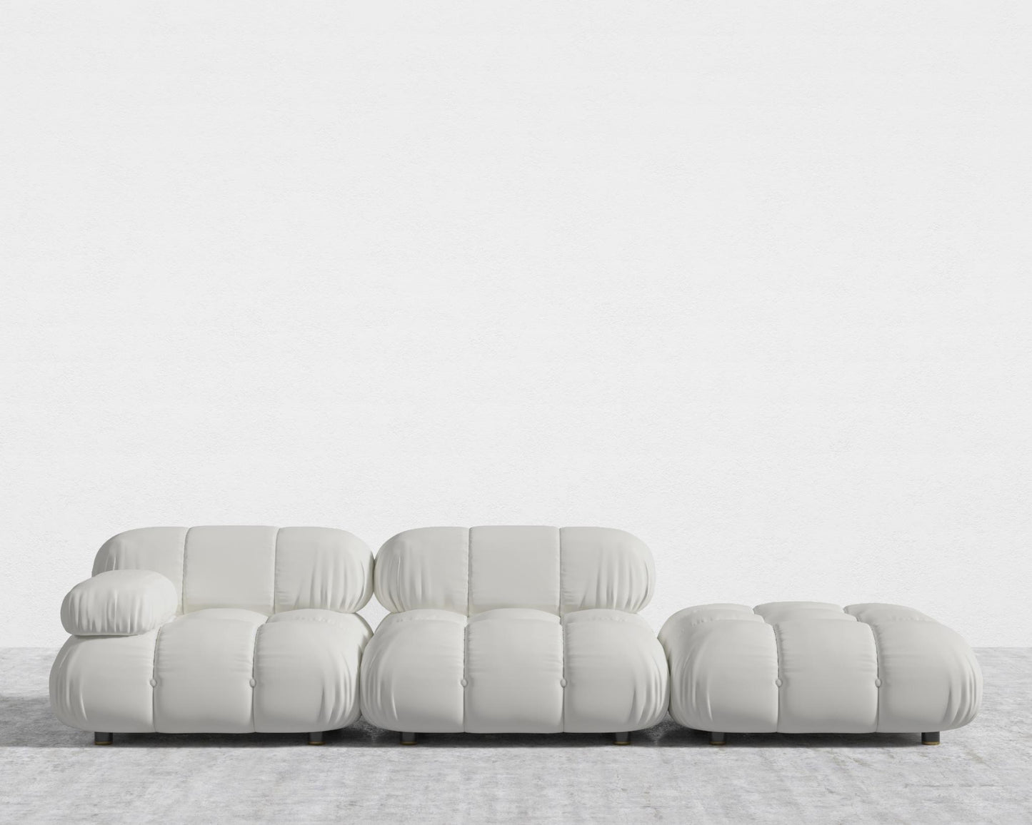 Belia Open End Sofa - Open Left, Microfiber Leather - Trento Eggshell