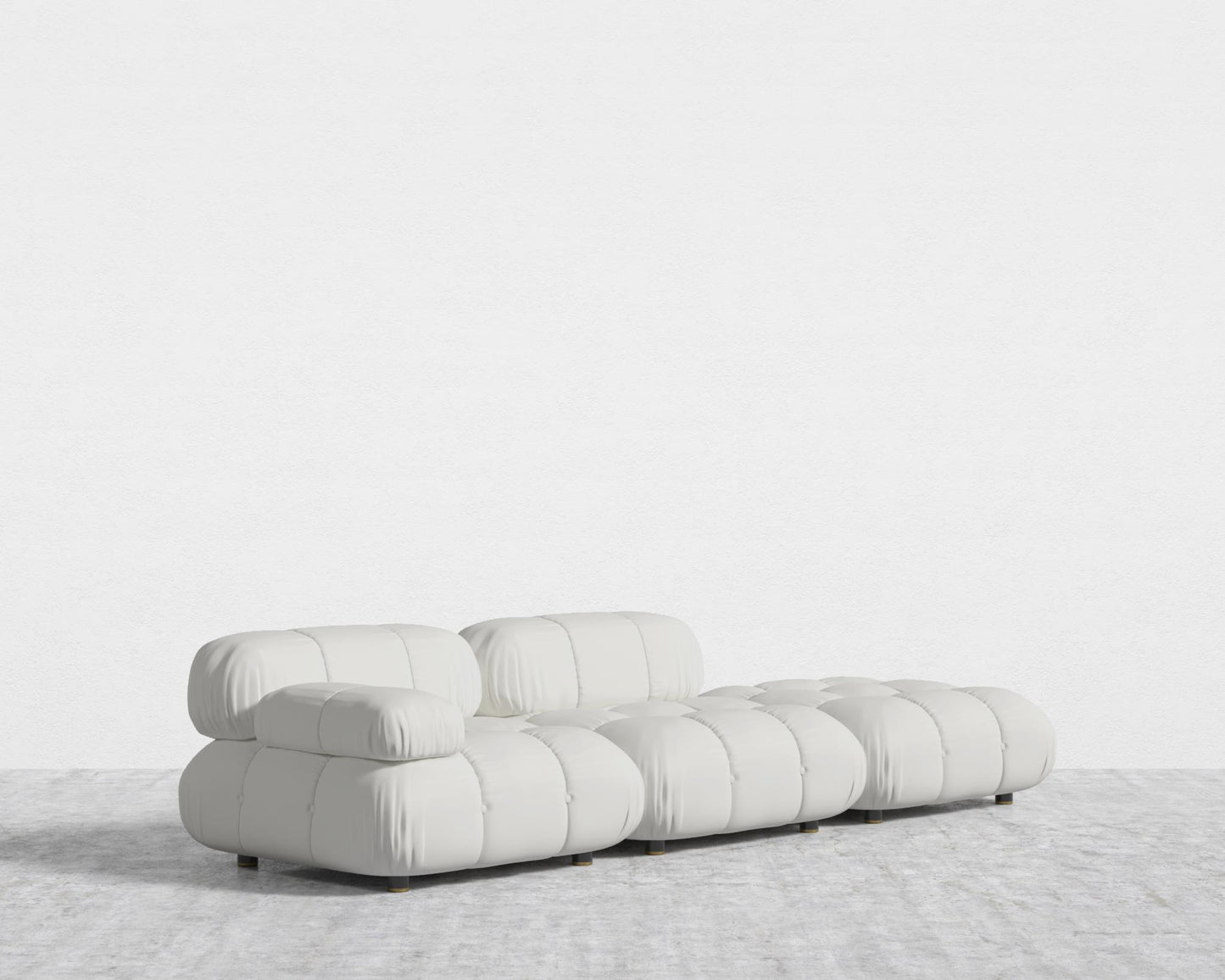 Belia Open End Sofa - Open Left, Microfiber Leather - Trento Eggshell