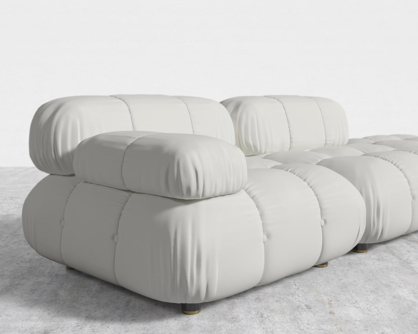 Belia Open End Sofa - Open Left, Microfiber Leather - Trento Eggshell