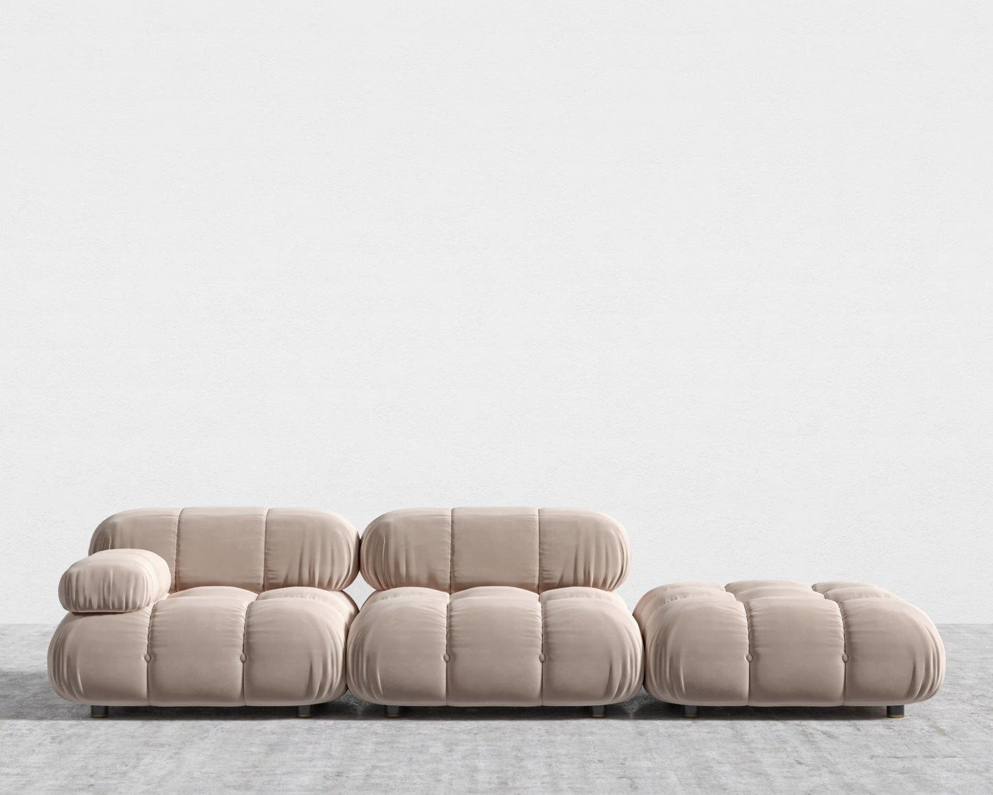 Belia Open End Sofa - Open Left, Plush Velvet - Blush