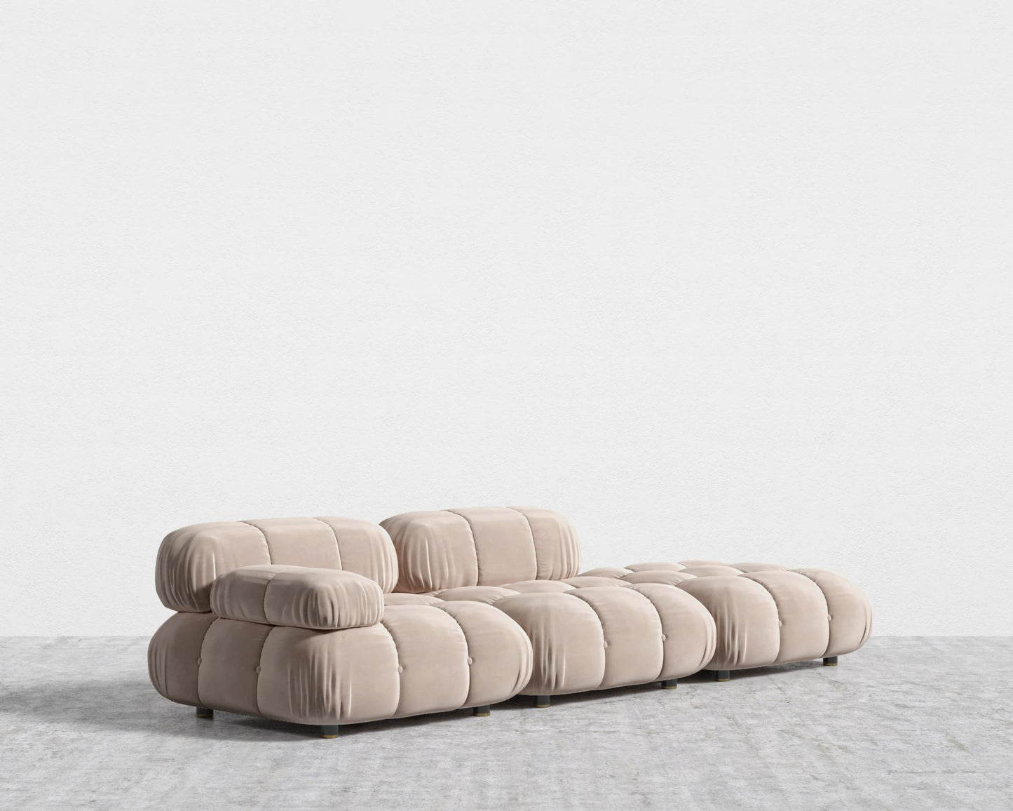 Belia Open End Sofa - Open Left, Plush Velvet - Blush