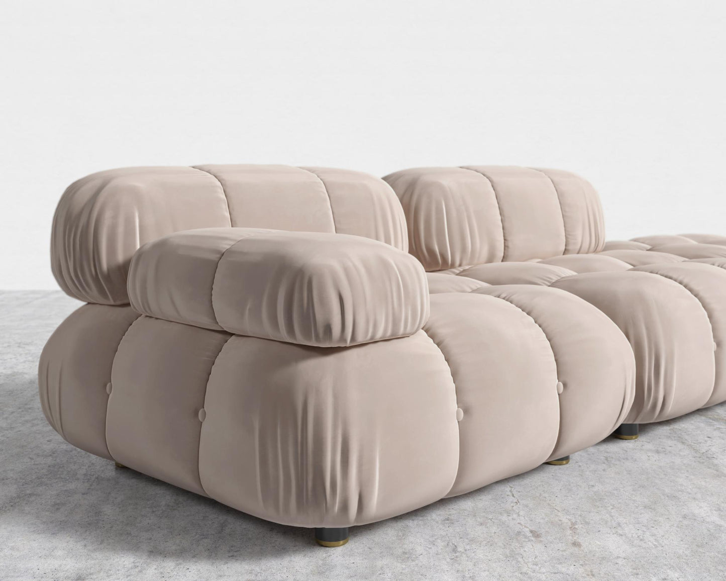 Belia Open End Sofa - Open Left, Plush Velvet - Blush