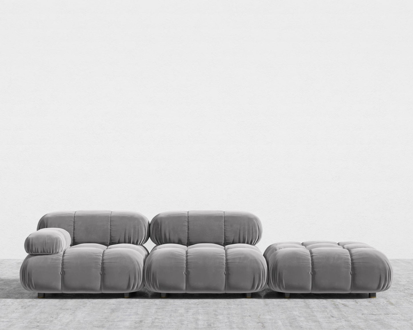 Belia Open End Sofa - Open Left, Plush Velvet - Glacier Grey