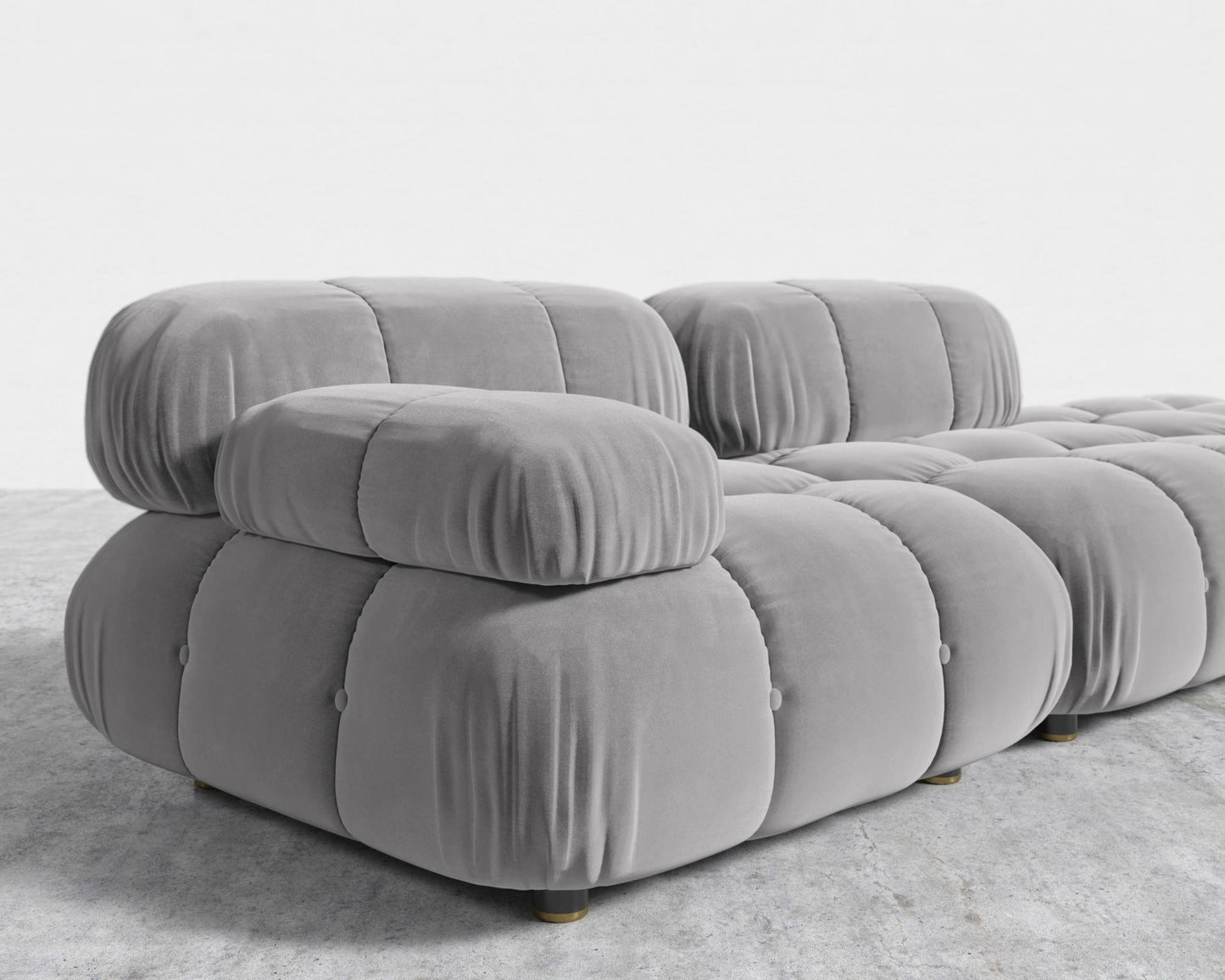 Belia Open End Sofa - Open Left, Plush Velvet - Glacier Grey