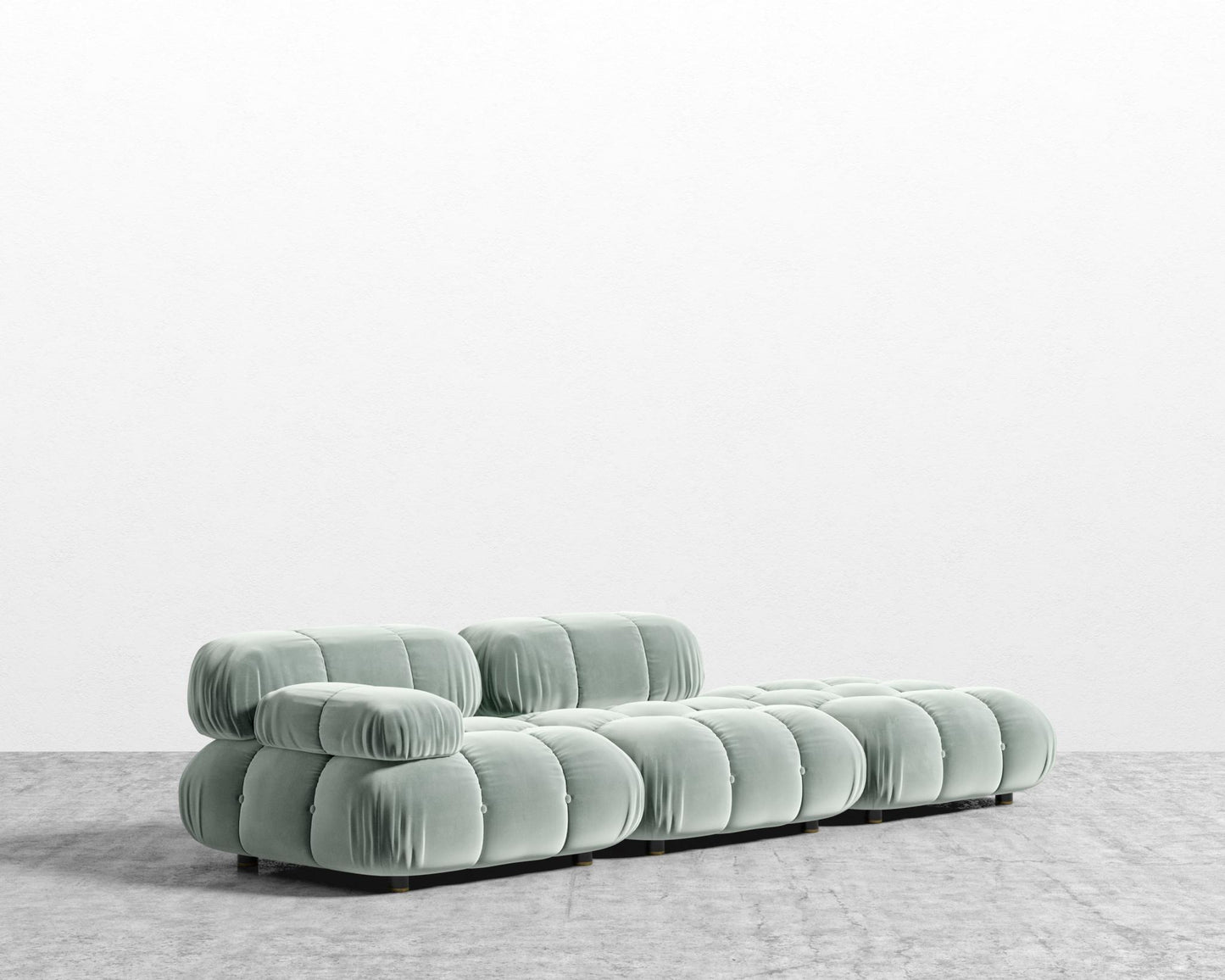 Belia Open End Sofa - Open Left, Plush Velvet - Moonstone