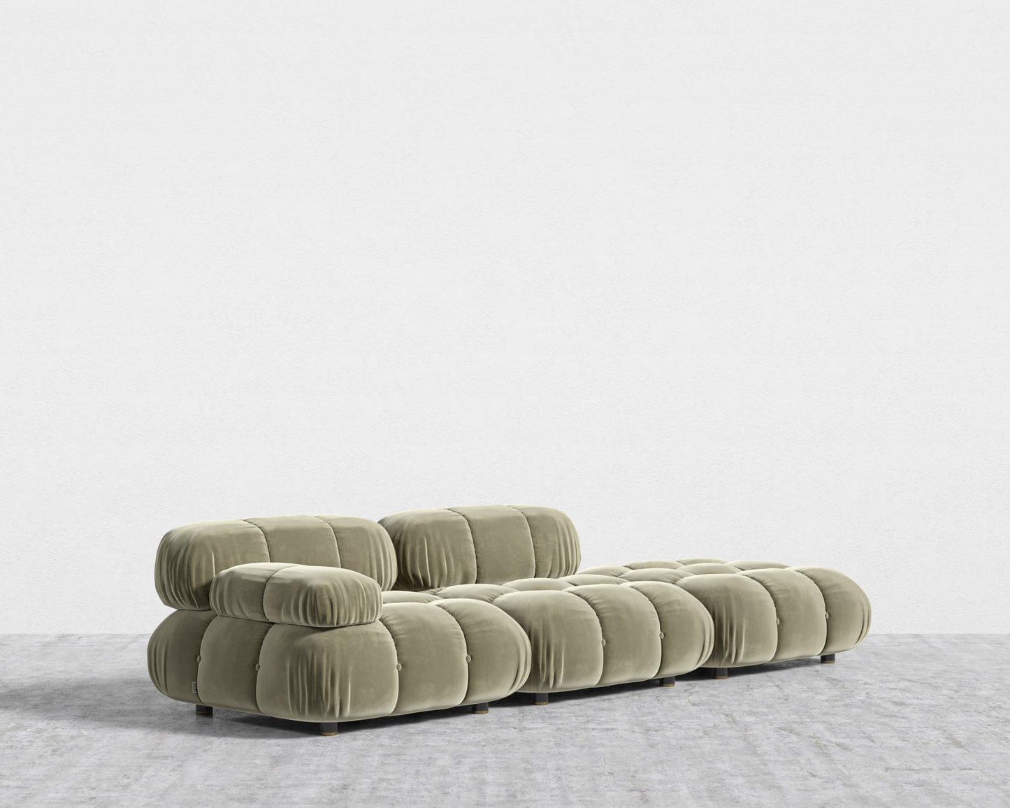 Belia Open End Sofa - Open Right, Signature Plush Velvet - Olive Green