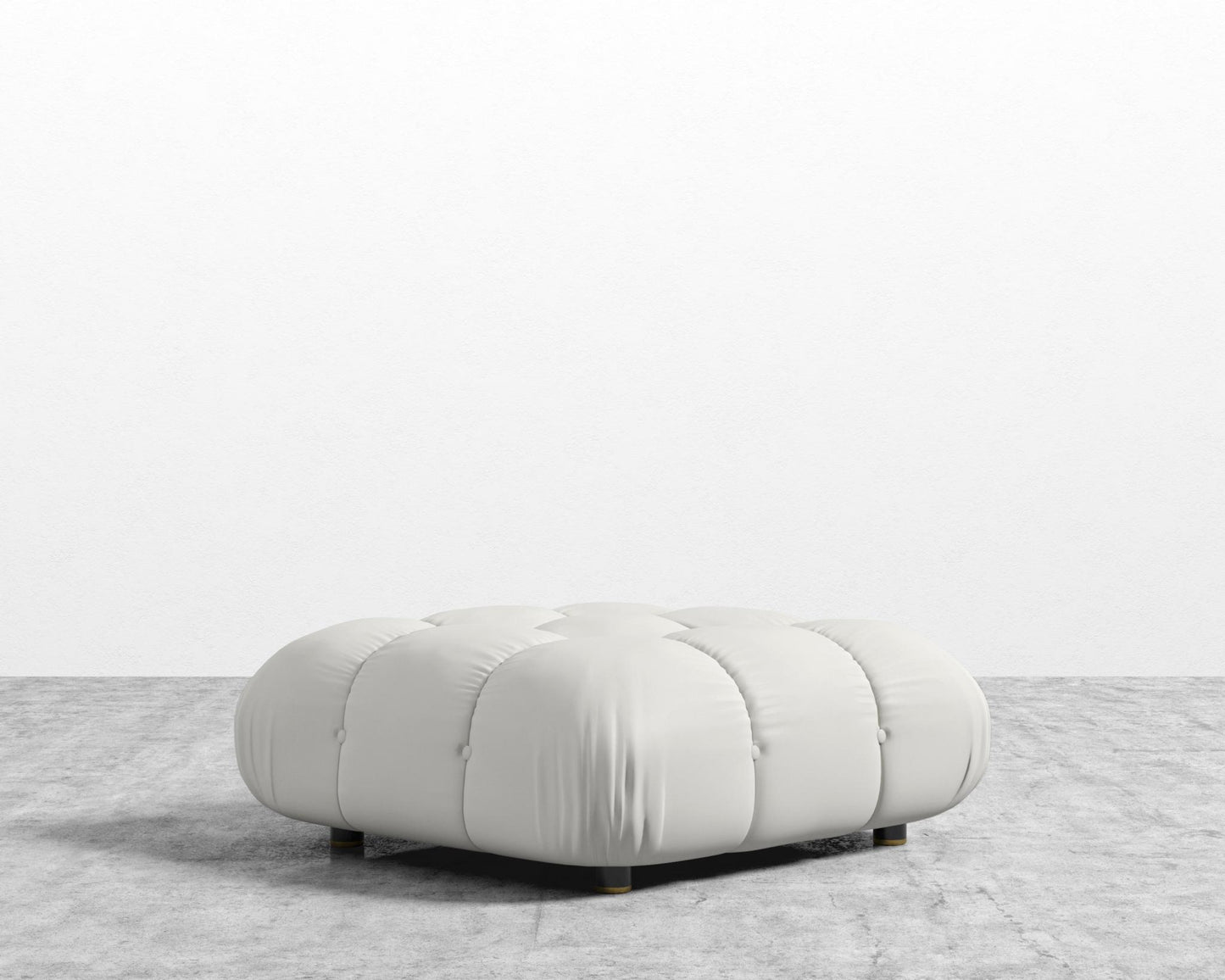 Belia Ottoman - Microfiber Leather - Trento Eggshell