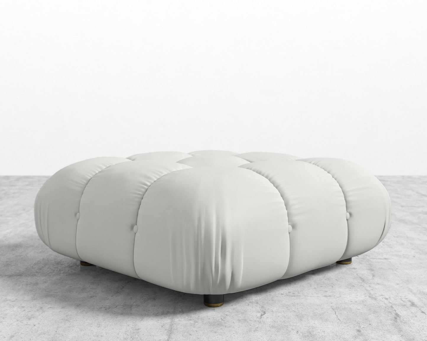 Belia Ottoman - Microfiber Leather - Trento Eggshell