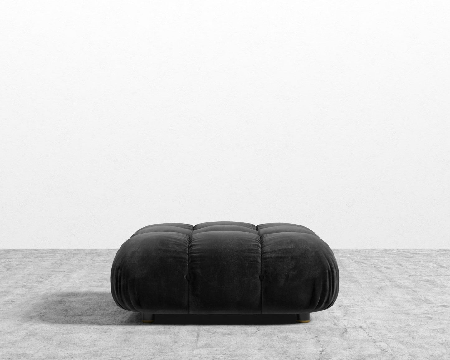 Belia Ottoman - Plush Velvet - Black