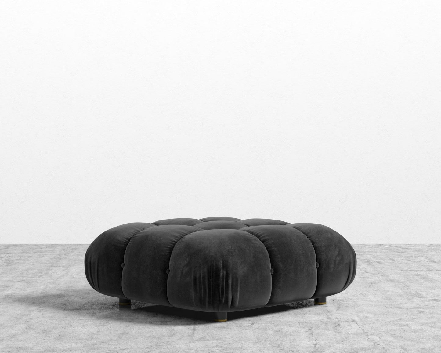 Belia Ottoman - Plush Velvet - Black