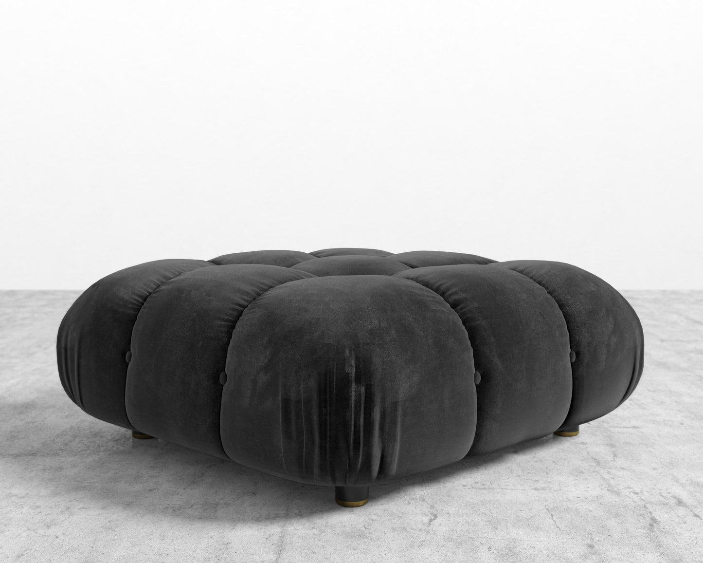 Belia Ottoman - Plush Velvet - Black
