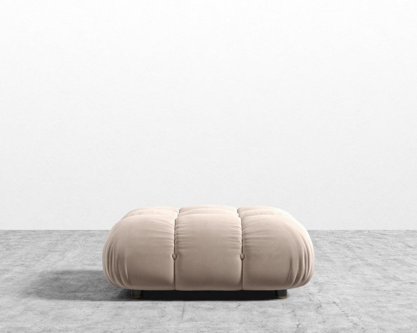 Belia Ottoman - Plush Velvet - Blush