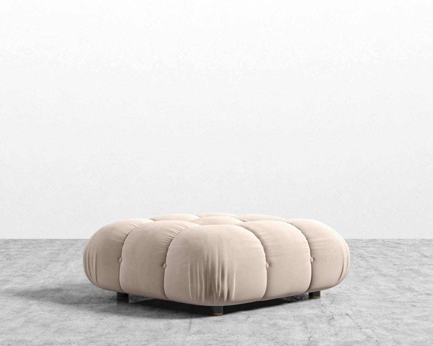 Belia Ottoman - Plush Velvet - Blush