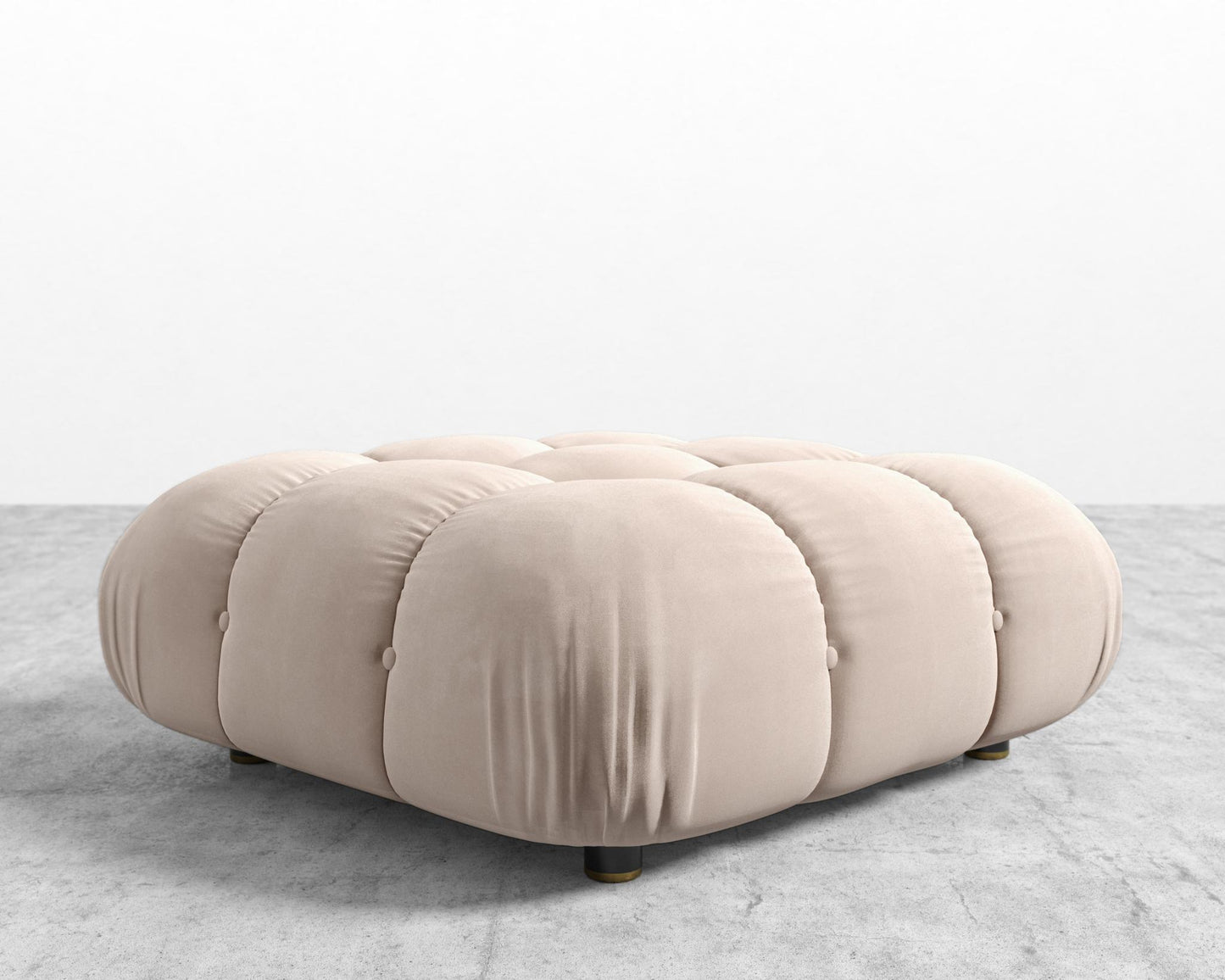 Belia Ottoman - Plush Velvet - Blush