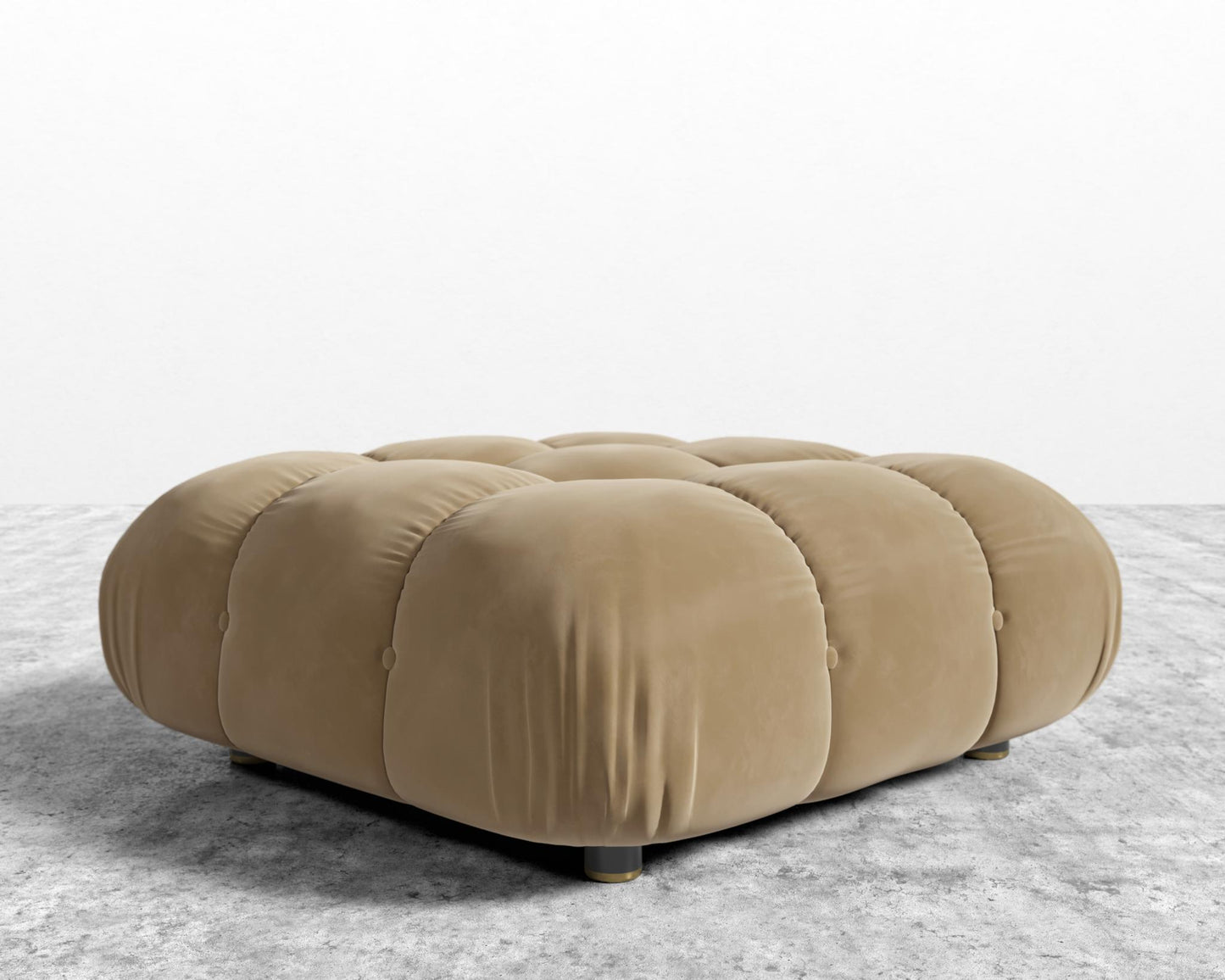 Belia Ottoman - Plush Velvet - Dune