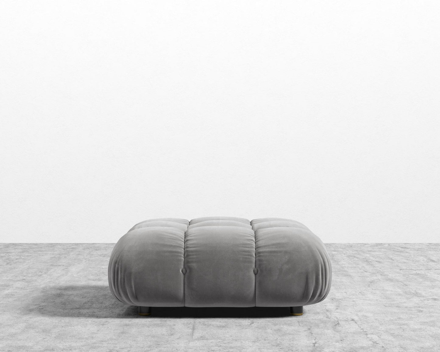 Belia Ottoman - Plush Velvet - Glacier Grey