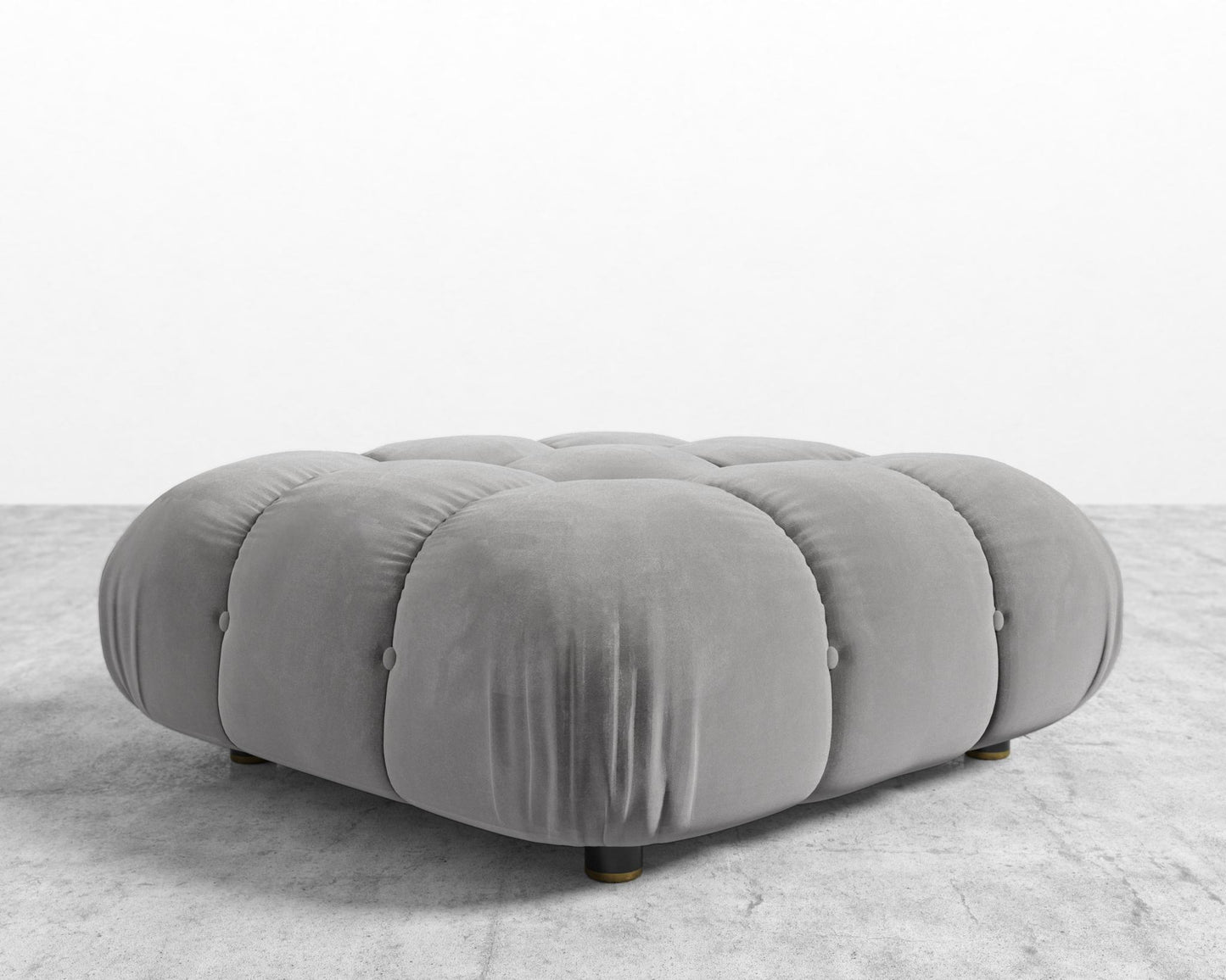 Belia Ottoman - Plush Velvet - Glacier Grey