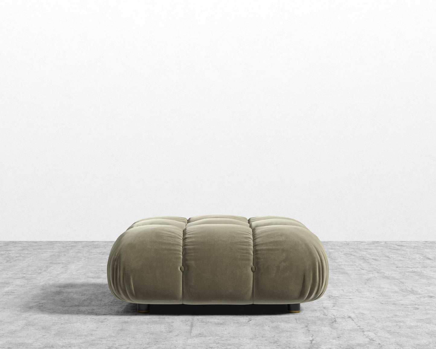 Belia Ottoman - Signature Plush Velvet - Olive Green