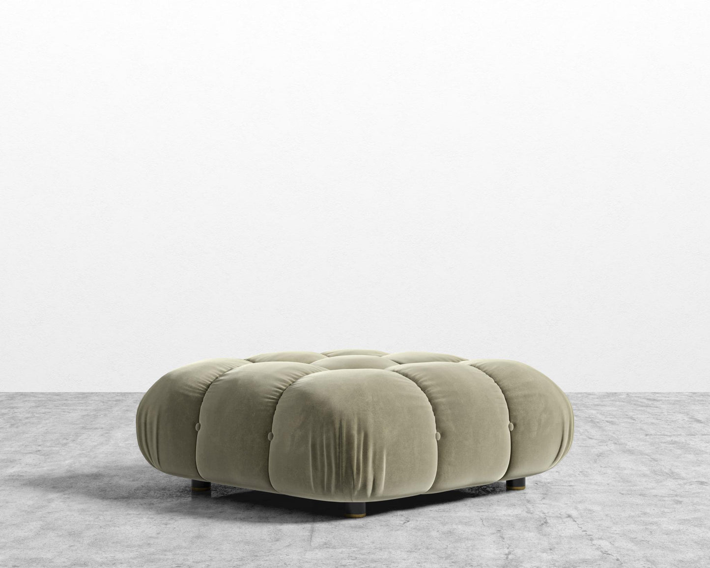 Belia Ottoman - Signature Plush Velvet - Olive Green