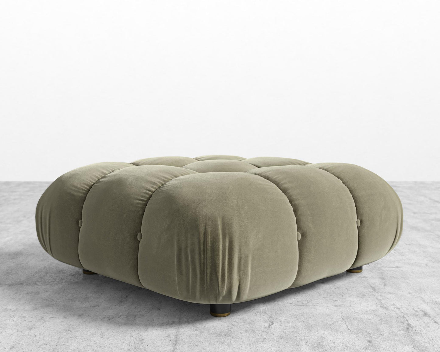 Belia Ottoman - Signature Plush Velvet - Olive Green