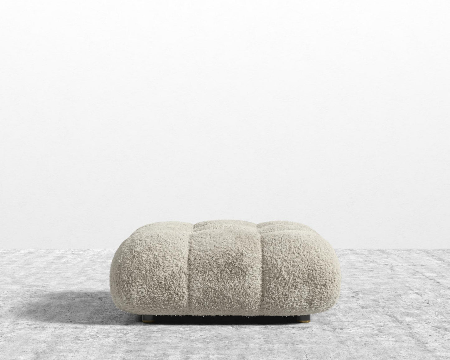 Belia Ottoman - Shearling - Almond