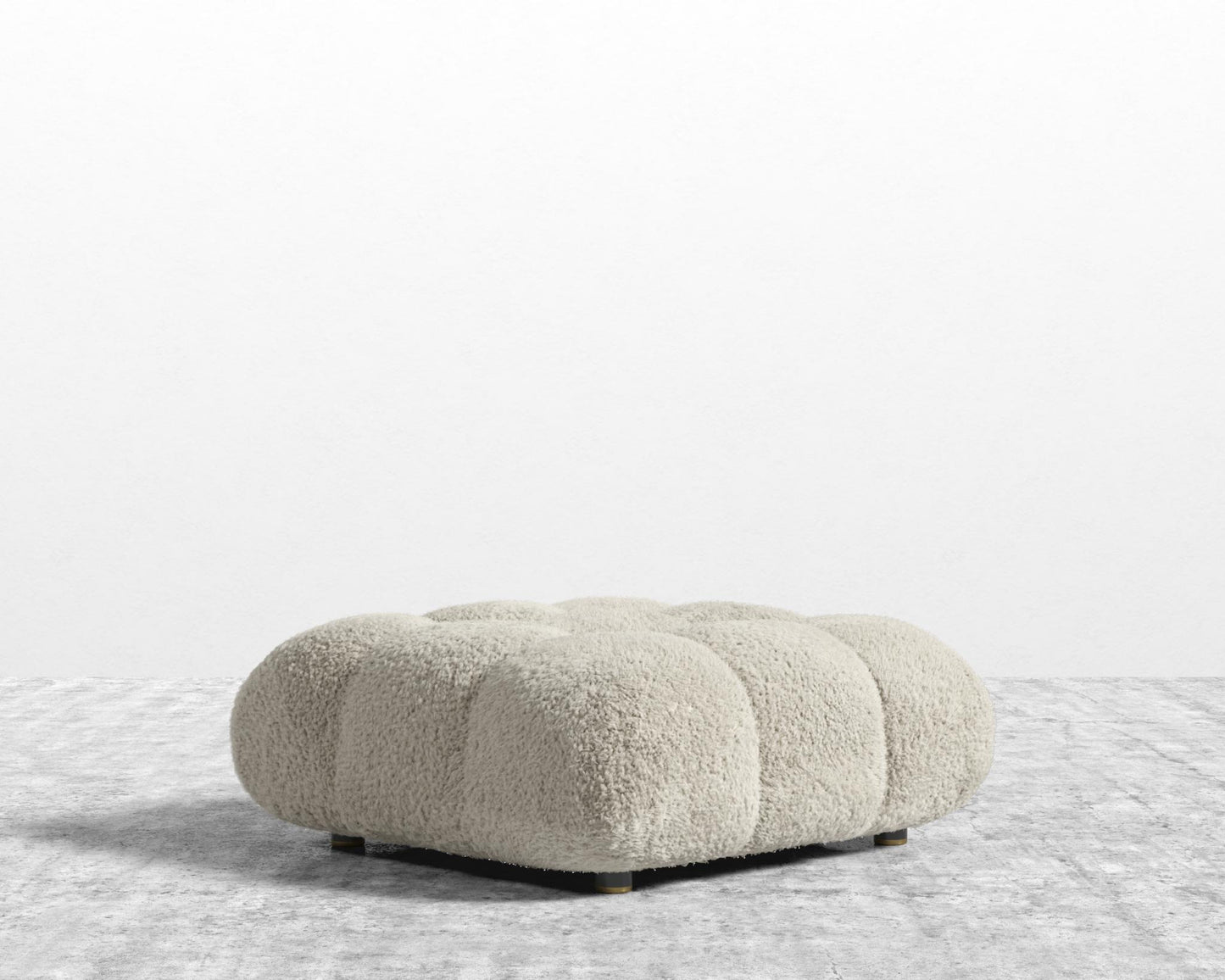 Belia Ottoman - Shearling - Almond