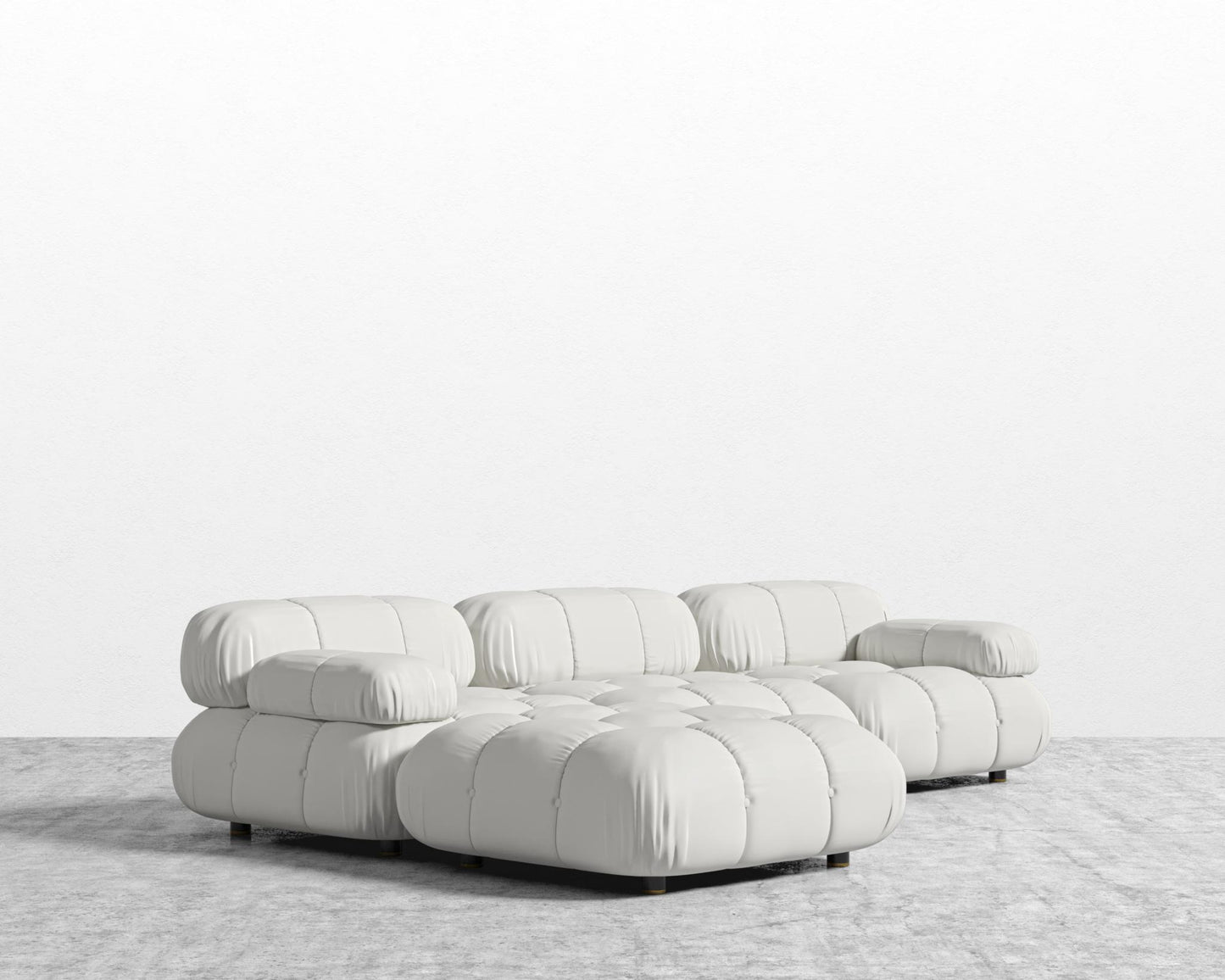 Belia Sectional Sofa - Microfiber Leather - Trento Eggshell