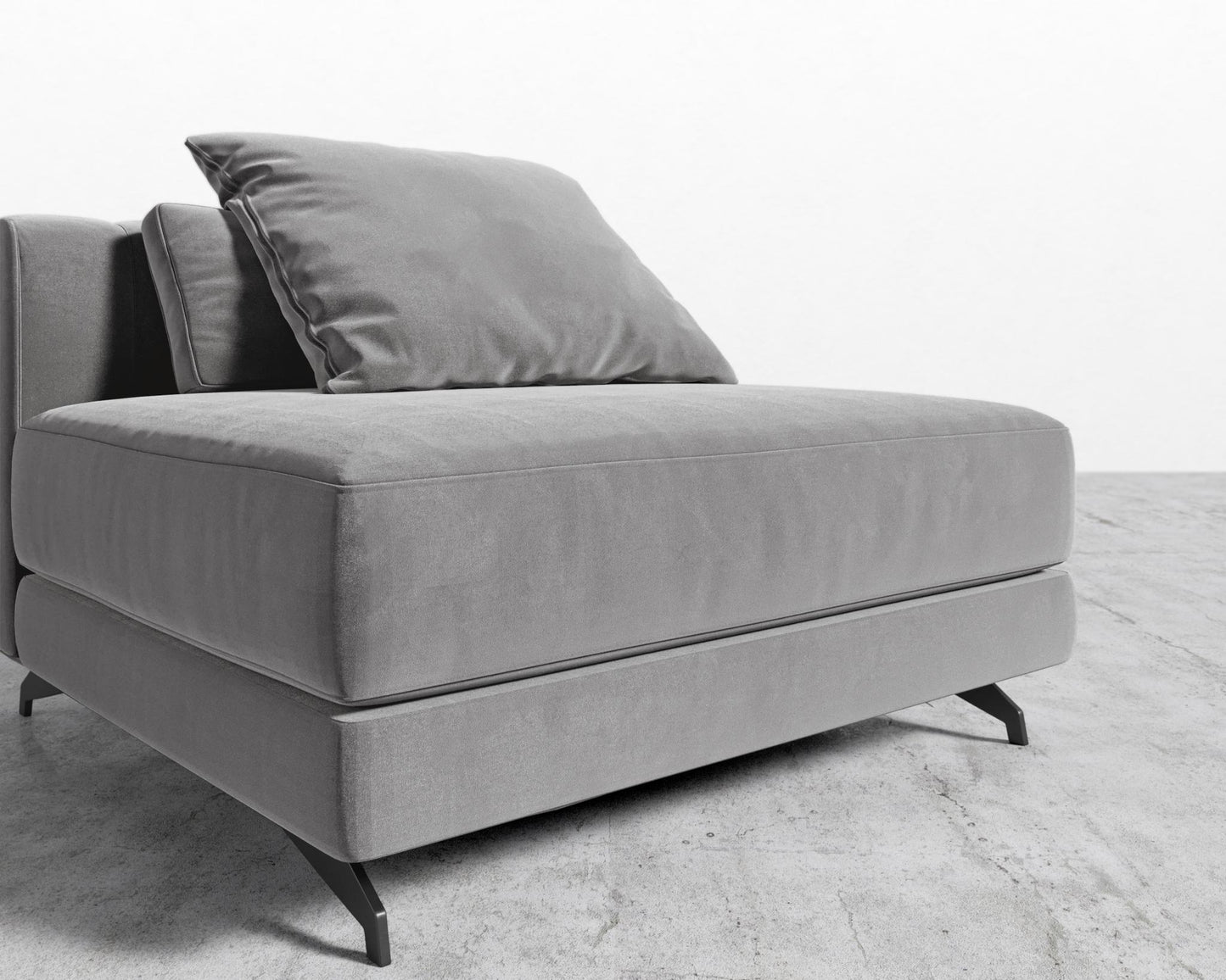 Berlin Armless - Black - Berlin, Plush Velvet - Glacier Grey