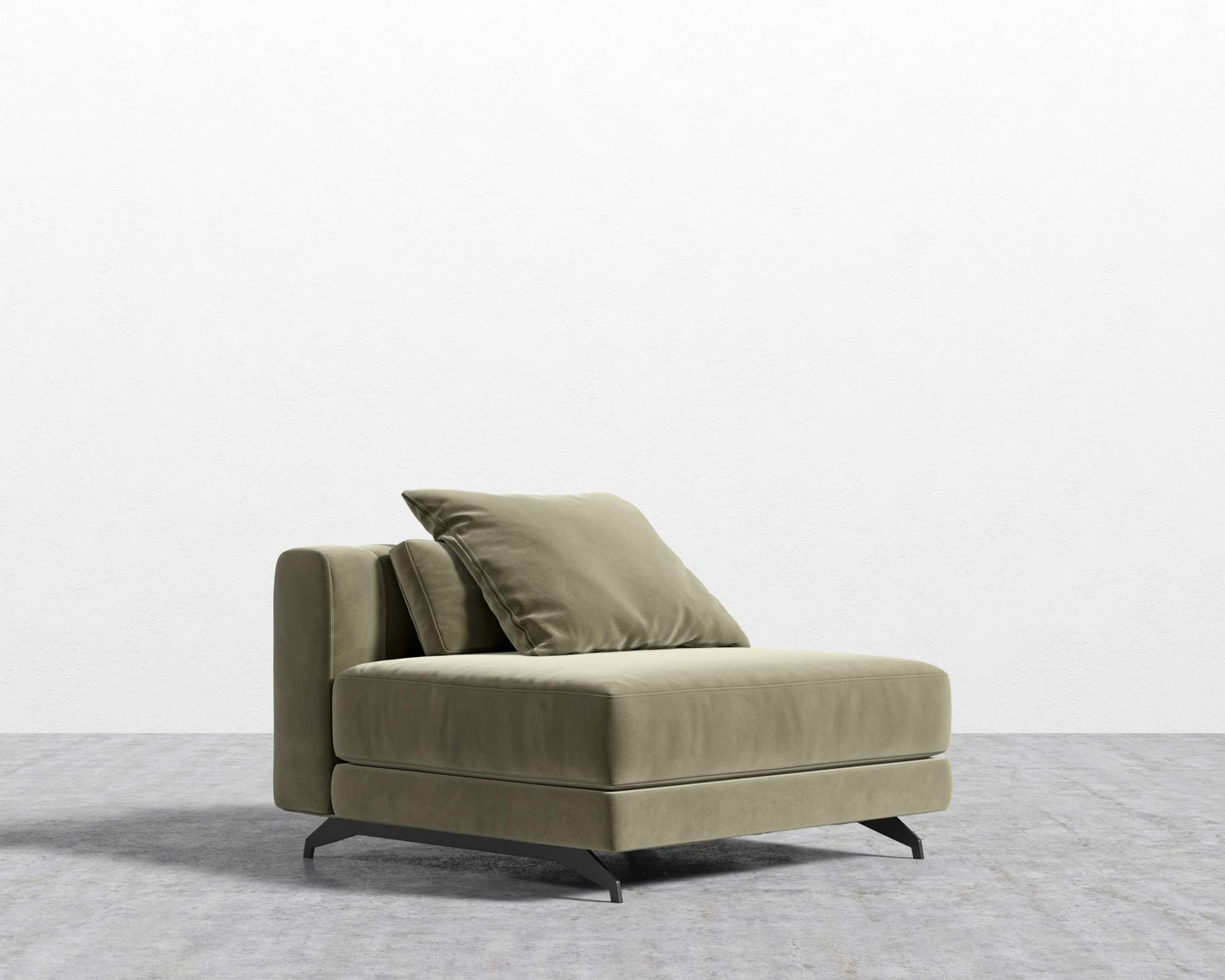 Berlin Armless - Black - Berlin, Signature Plush Velvet - Olive Green