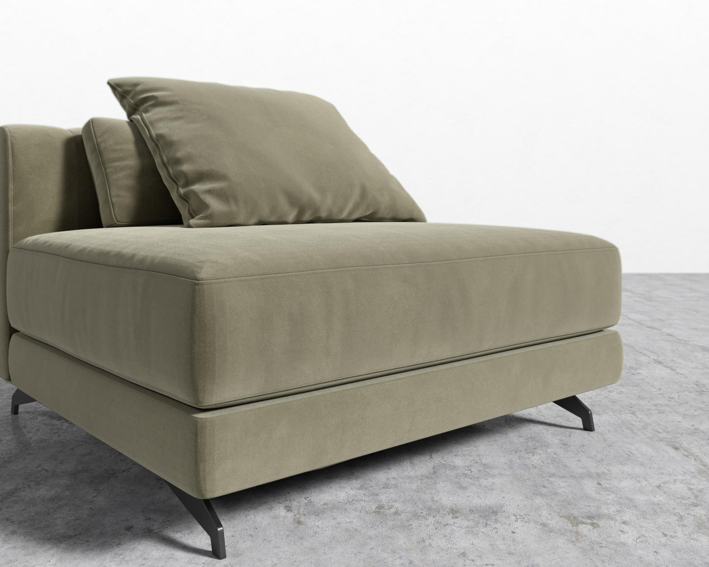 Berlin Armless - Black - Berlin, Signature Plush Velvet - Olive Green