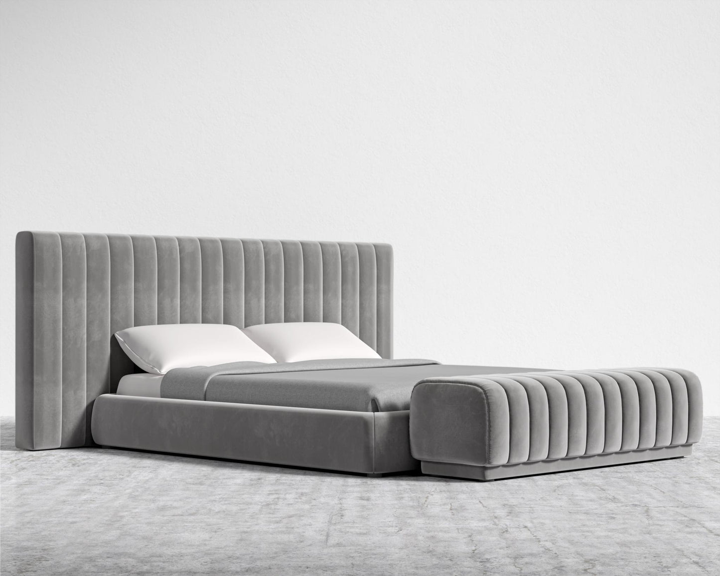Berlin Bench - Plush Velvet - Glacier Grey