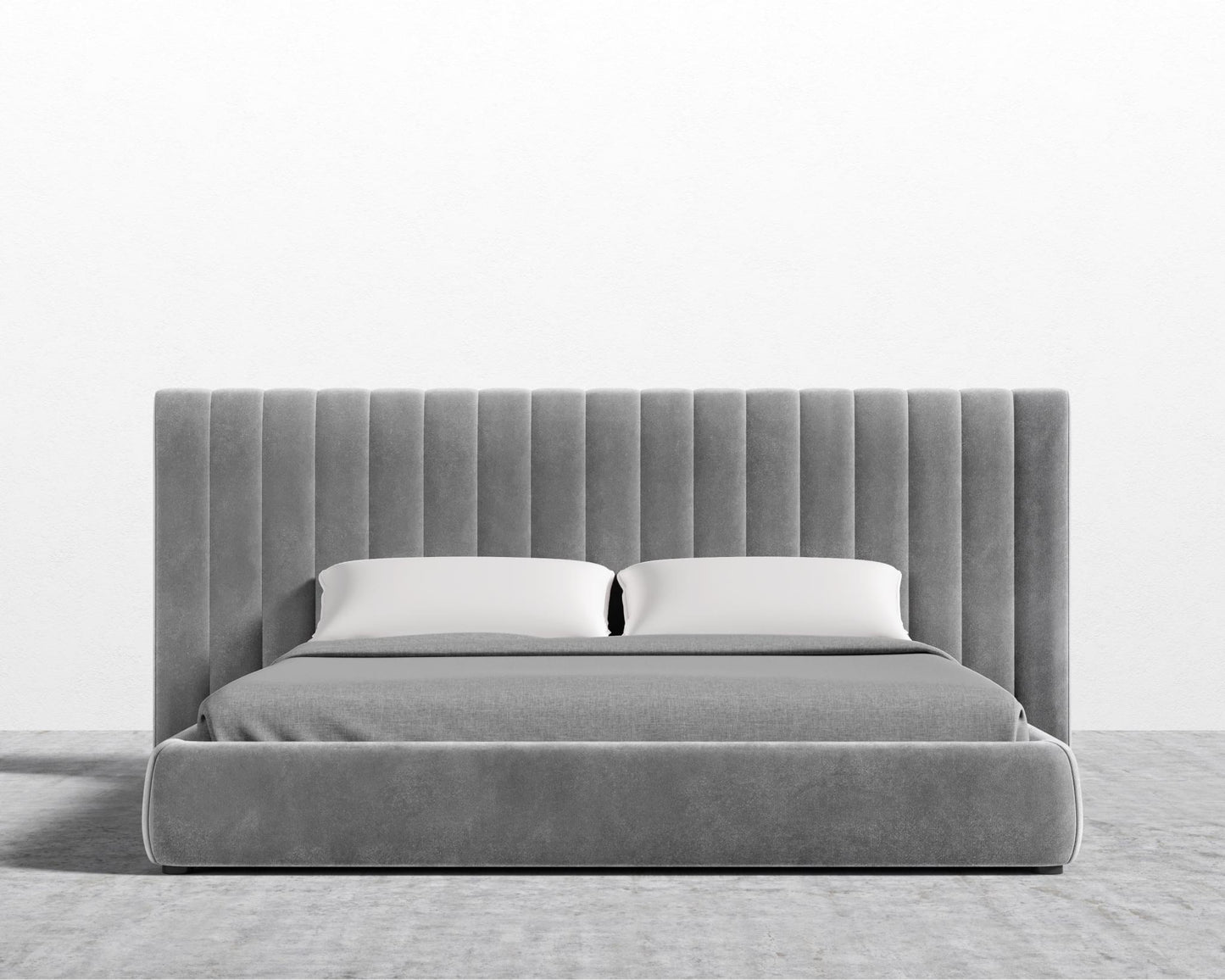 Berlin Bed - King, Plush Velvet - Glacier Grey