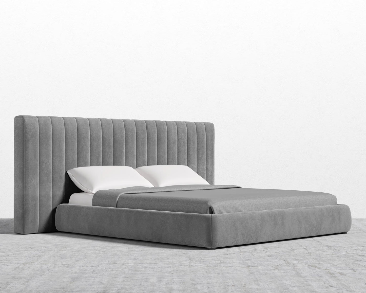 Berlin Bed - King, Plush Velvet - Glacier Grey