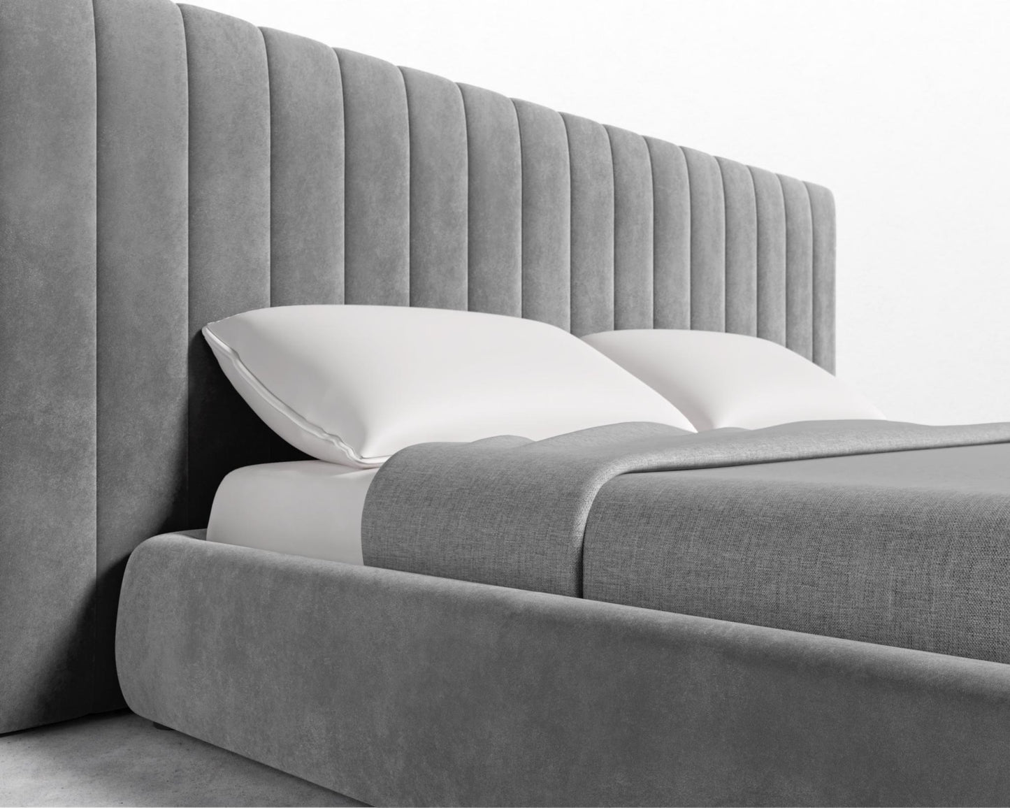 Berlin Bed - King, Plush Velvet - Glacier Grey