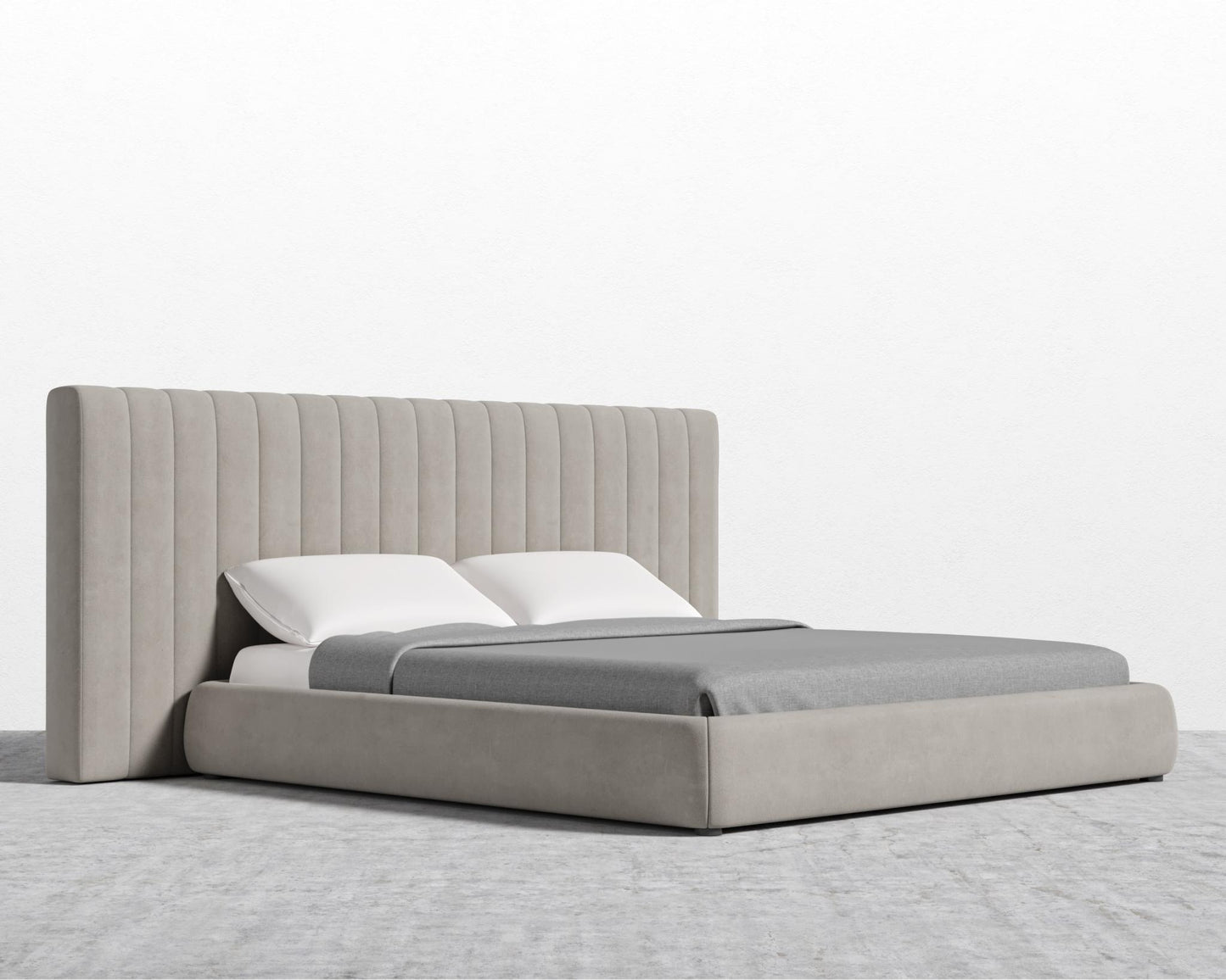 Berlin Bed - King, Venice Vegan Suede - Latte