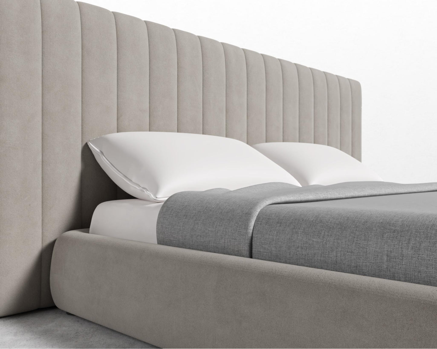 Berlin Bed - King, Venice Vegan Suede - Latte