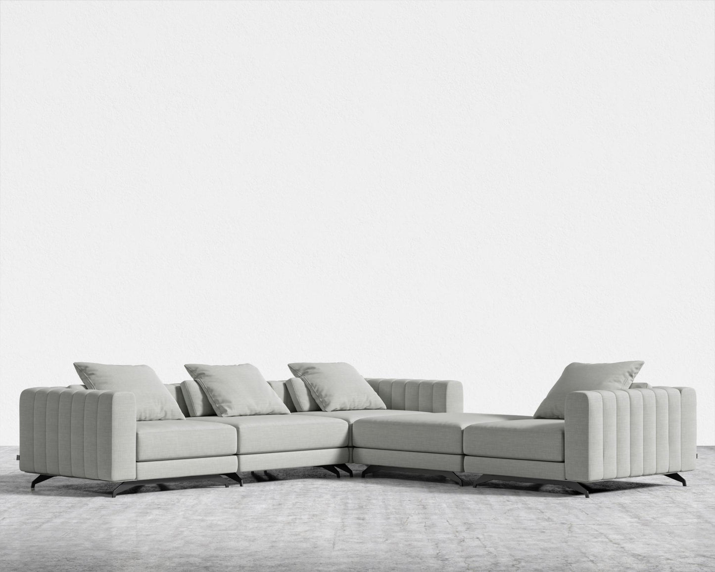 Berlin L-Sectional - Black - Berlin, Performance Linen - Dove