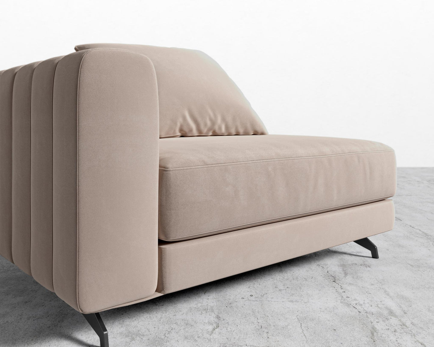 Berlin Left Arm - Black - Berlin, Plush Velvet - Blush