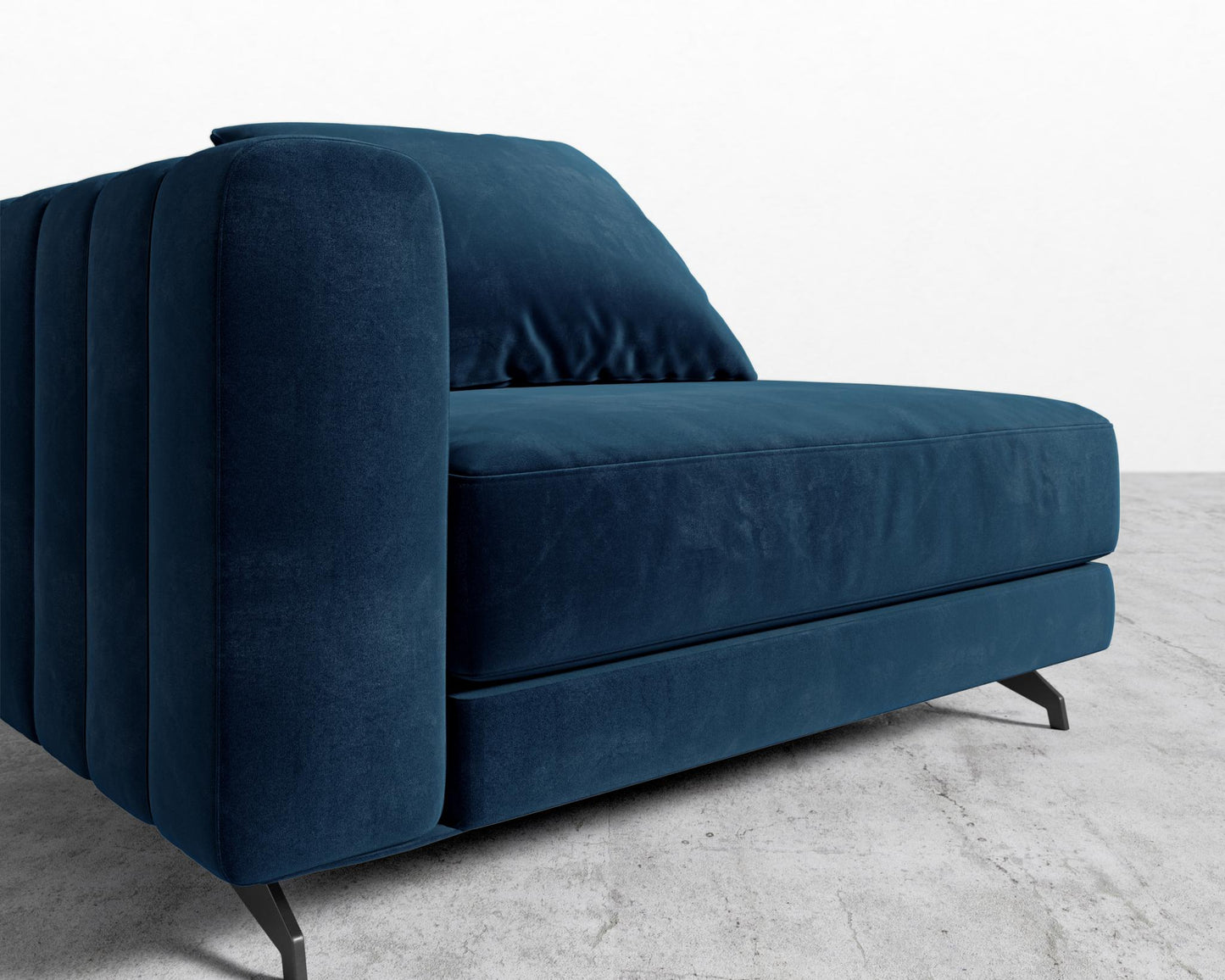 Berlin Left Arm - Black - Berlin, Plush Velvet - Cobalt