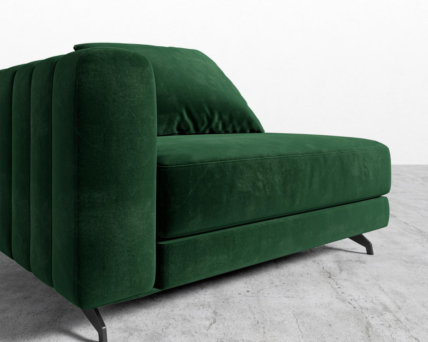 Berlin Left Arm - Black - Berlin, Plush Velvet - Moss